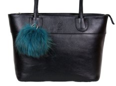 Kožušinový prívesok ku kabelke medvedíkovec tyrkys