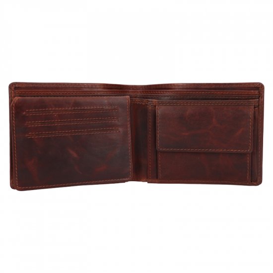 Pánska kožená peňaženka 219176/M auto - hnedá - vnútorná výbava