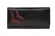 Dámska kožená peňaženka 26011/T čierno-červená