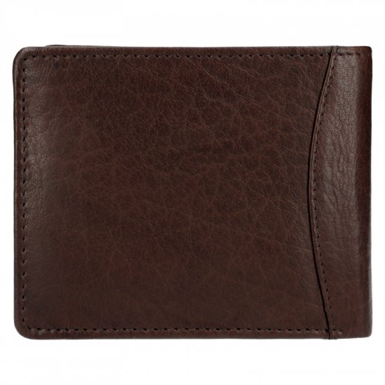 Pánská kožená peněženka W-28120 tm. hnědá - pohled zezadu