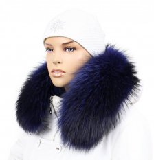 Fur trim on the hood - plum blue raccoon collar M 29/5 (65 cm)