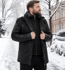 Pánska kožená bunda 8062 čierna
