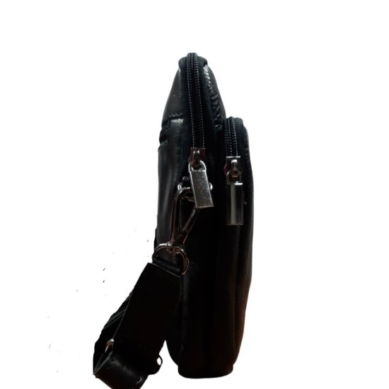 Pánská kožená taška přes rameno RADAN černá - boční pohled