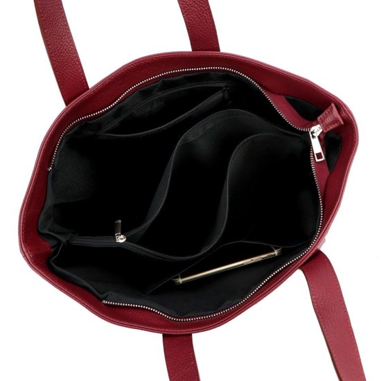 Dámska kožená kabelka FIONA bordo - vnútorné vybavenie Dámska kožená kabelka FIONA bordo - vnútorné vybavenie