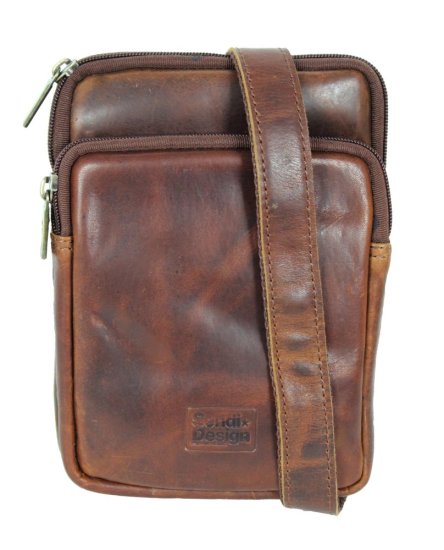 Pánska kožená taška cez rameno RADAN cognac - nastaviteľný popruh cez rameno