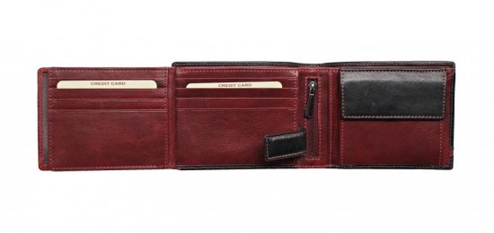 Pánska kožená peňaženka 27531152007 čierna - červená 3