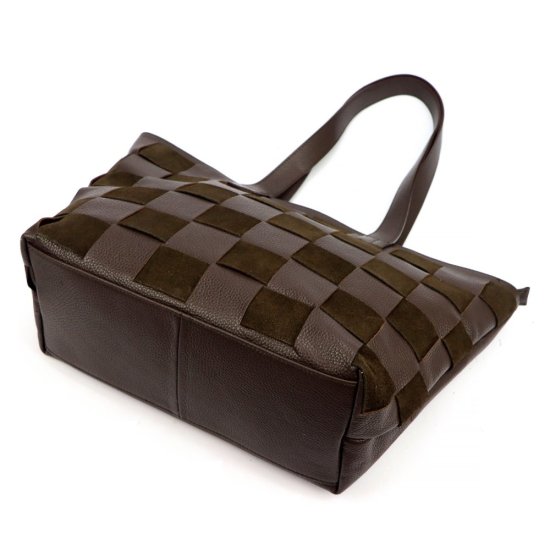 Dámska kožená kabelka FIONA tm. hnedá - spodná strana