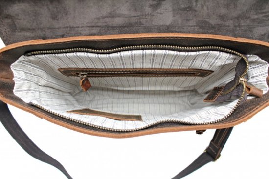 Pánska kožená taška cez rameno Scorteus 143651/2 hnedá - melír pohľad dovnútra
