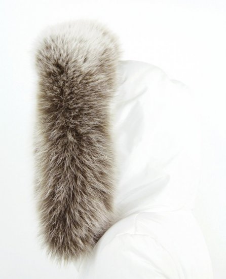 Kožušinový lem na kapucňu - golier líška snowtop mocca - biela L 17/3 (72 cm)