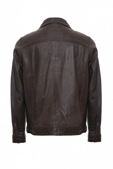 Pánska kožená bunda 8051 tm. hnedá - veľkosť: XXXL