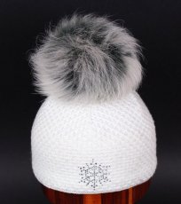 Kožešinová bambule mývalovec snowtop černo-bílá M 36/4