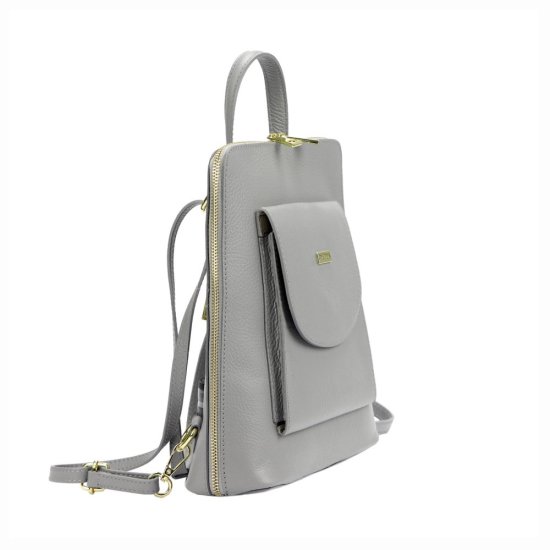 Kožený batoh MiaMore Timea šedý - boční strana