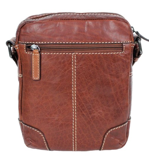Pánská kožená taška přes rameno 225577 hnědá - zadní strana Pánská kožená taška přes rameno 225577 hnědá - zadní strana