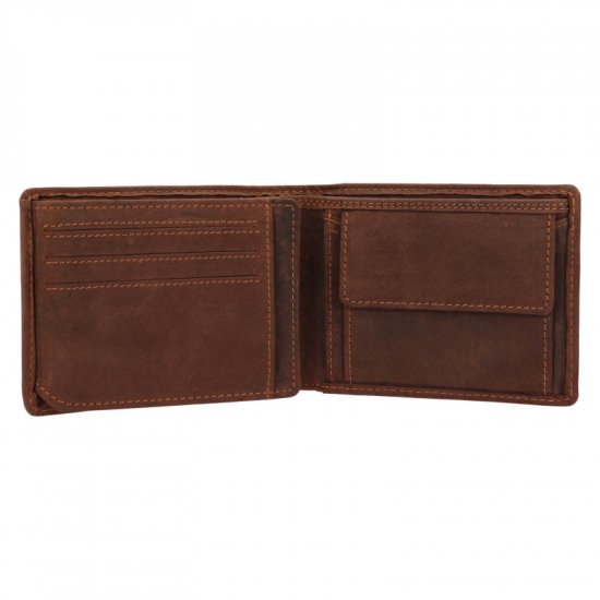 Pánska kožená peňaženka 266-6403WZ mačka - hnedá 2