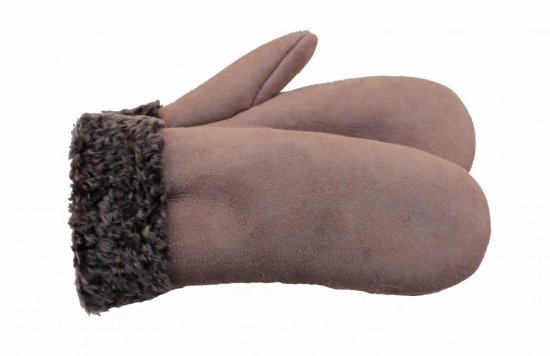 Dámske kožušinové palčiaky - béžové (camel) - veľkosť: L