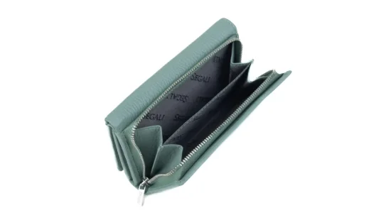Dámska kožená peňaženka SG-27074 sage - mincovník 2 v 1 na zips