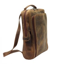Kožený batoh UNISEX Filip hnědý nubuk - boční strana