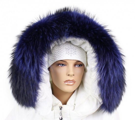 Fur trim on the hood - plum blue raccoon collar M 29/5 (65 cm) 1
