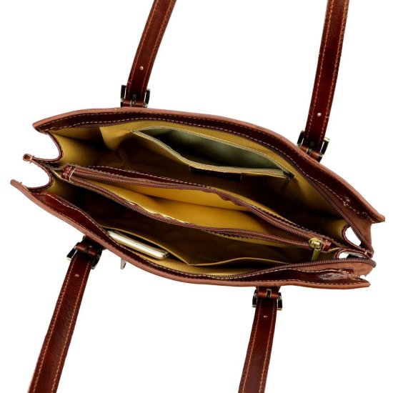 Dámská kožená kabelka Glorie zip hnědá - vnitřní vybavení