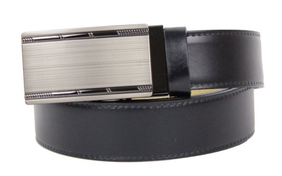 Pánský kožený opasek s plnou sponou automat 235-020-A15 černý 1