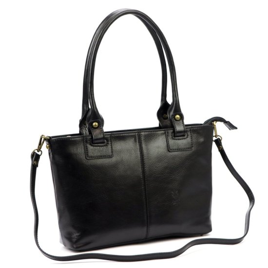 Dámska kožená kabelka Angelika čierna - odnímateľný ramenný popruh