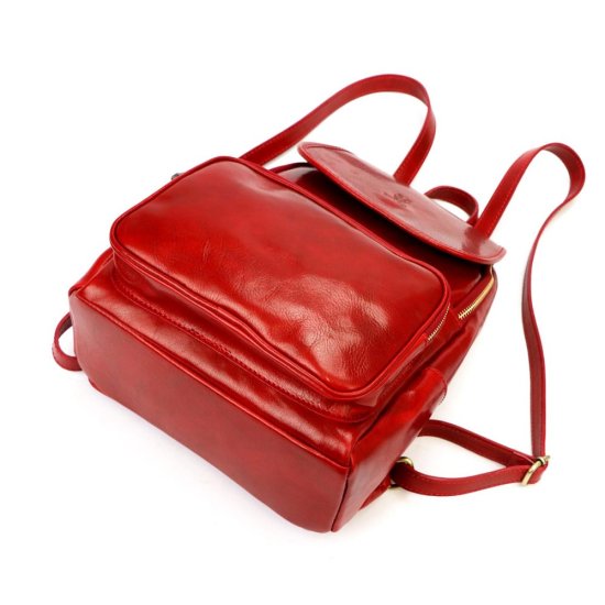 Kožený batoh Jordan červený - spodní část Kožený batoh Jordan červený - spodní část