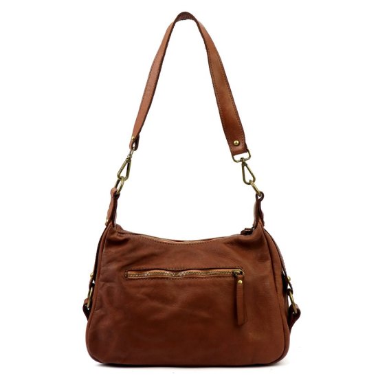 Dámska kožená kabelka Scarlet hnedá - zadné zipsové vrecko