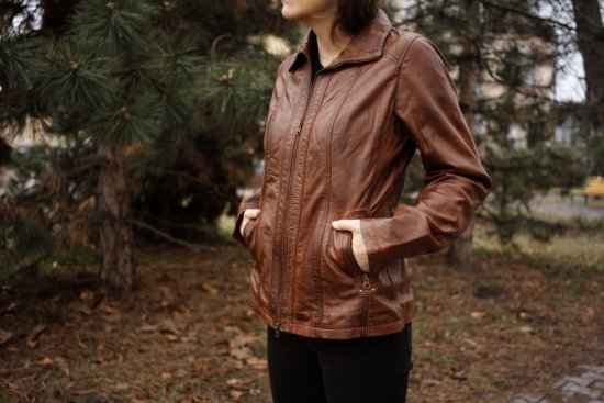 Dámska kožená bunda Emma Long mocca 3