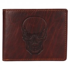 Pánska kožená peňaženka 266-3701/M lebka - hnedá - pohľad spredu