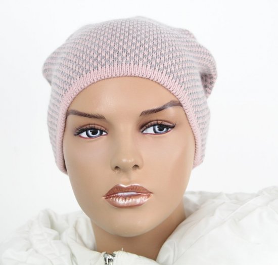 Dámská pletená čepice - 5006-2 růžová