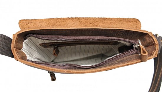 Pánska kožená taška cez rameno Scorteus na iPad SM 1137 hnedá - melír 2 pohľad dovnútra
