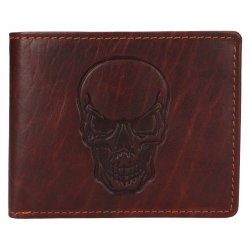 Pánska kožená peňaženka 266-3701/M lebka - hnedá