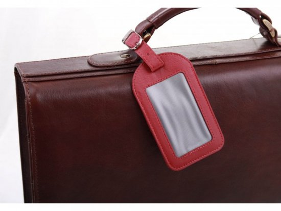 Kožená visačka na batožinu SG-220 červená 3
