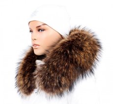 Kožešinový lem na kapuci - límec mývalovec snowtop melír hnědo - béžový M 33/9 (65 cm)