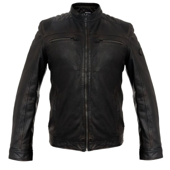 Pánská kožená bunda DNR 52554 černo-hnědá - přední strana