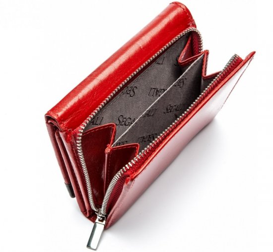 Dámska kožená peňaženka 261420 červená + čierna hladká